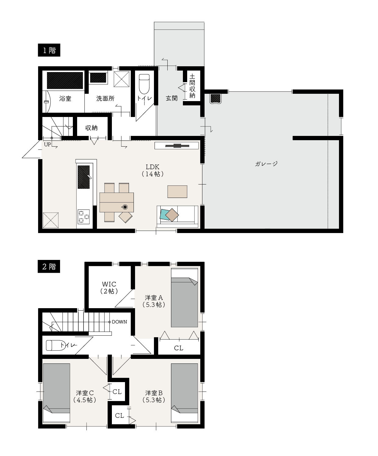 夢のガレージハウス間取り図